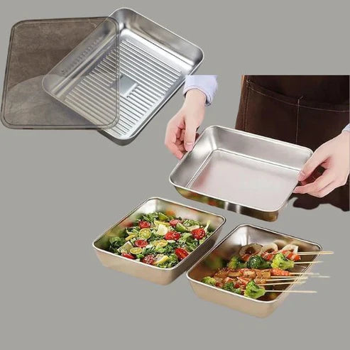 Non Stick Baking Pan Food Storage Box with Cover (Pack of 2 piece)