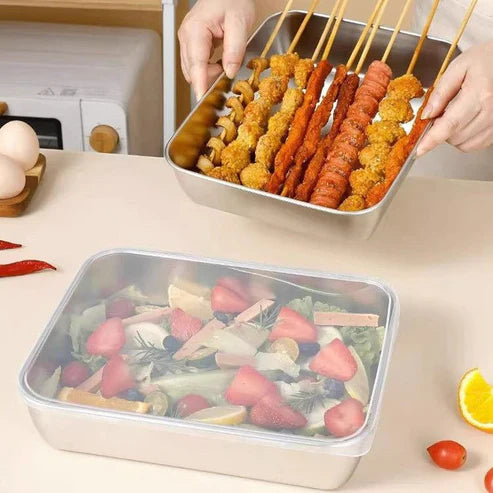 Non Stick Baking Pan Food Storage Box with Cover (Pack of 2 piece)