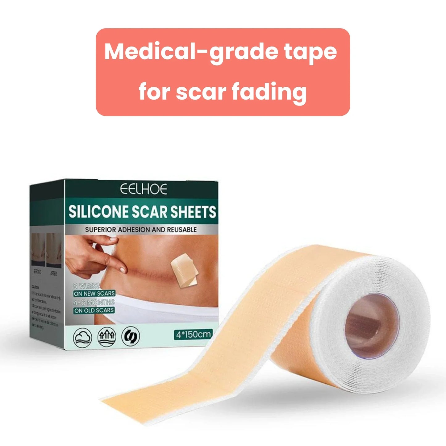 Silicone Scar Tape – For Scars from Surgery, Acne, Burns & More
