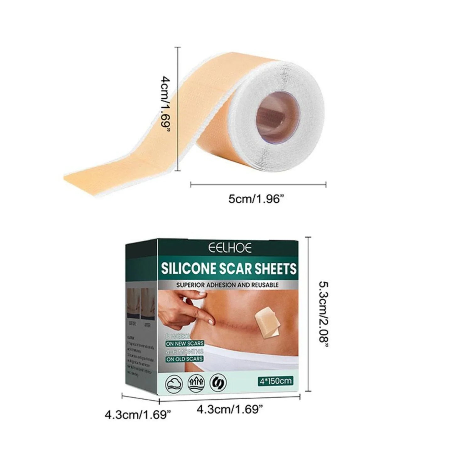 Silicone Scar Tape – For Scars from Surgery, Acne, Burns & More